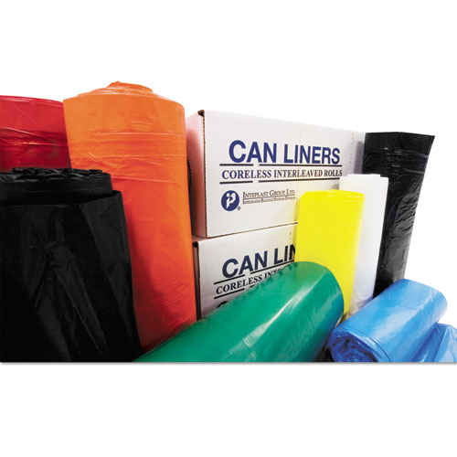 High-Density Commercial Can Liners, 56 gal, 12 mic, 43" x 48", Clear, Interleaved Roll, 25 Bags/Roll, 8 Rolls/Carton