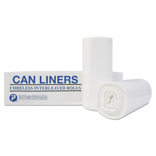 High-Density Commercial Can Liners, 56 gal, 12 mic, 43" x 48", Clear, Interleaved Roll, 25 Bags/Roll, 8 Rolls/Carton