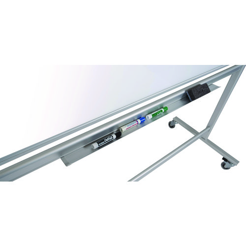 Mobile Magnetic Glass Dry Erase Board, 48" x 36", White Surface, Silver Aluminum Frame