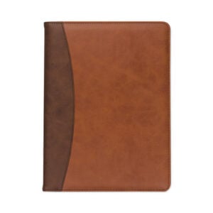 Two-Tone Padfolio with Spine Accent, 10.6w x 14.25h, Polyurethane, Tan/Brown