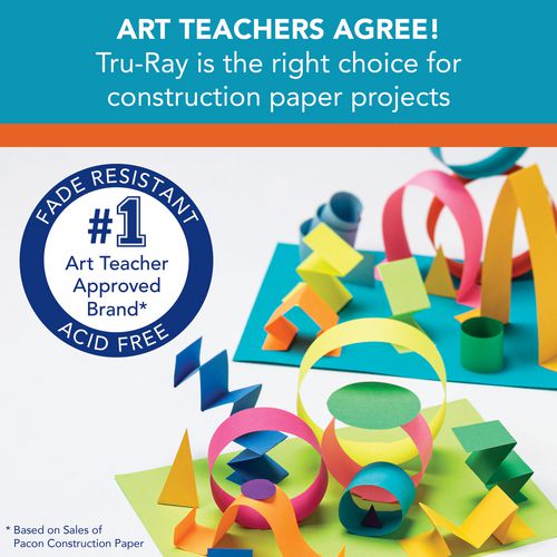 Tru-Ray Construction Paper, 76 lb Text Weight, 12 x 18, Black, 50/Pack, 25 Packs/Carton