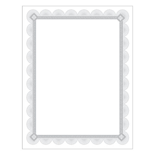 Premium Certificates, 8.5 x 11, White/Silver with Spiro Silver Foil Border,15/Pack