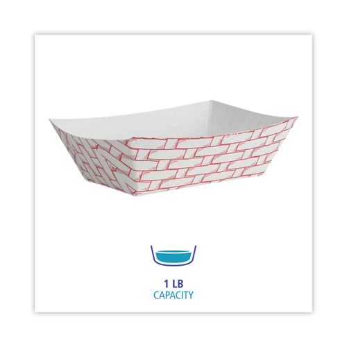 Paper Food Baskets, 1 lb Capacity, Red/White, 1,000/Carton