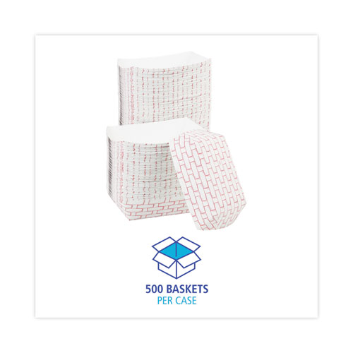 Paper Food Baskets, 1 lb Capacity, Red/White, 1,000/Carton