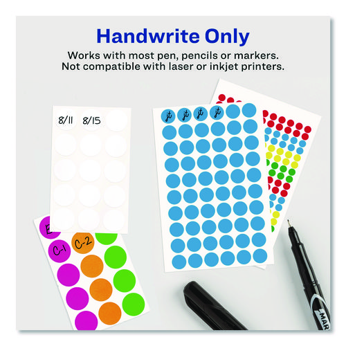 Handwrite Only Self-Adhesive Removable Round Color-Coding Labels, 0.5" dia, Neon Orange, 60/Sheet, 14 Sheets/Pack, (5062)