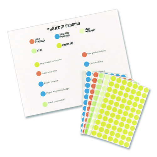 Handwrite Only Self-Adhesive Removable Round Color-Coding Labels, 0.5" dia, Neon Orange, 60/Sheet, 14 Sheets/Pack, (5062)