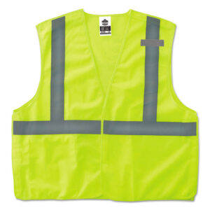 GloWear 8215BA Type R Class 2 Econo Breakaway Mesh Safety Vest, Small to Medium, Lime