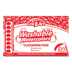 Washable Watercolor Classroom Pack, 8-Color Kits (Assorted Colors), 36 Kits/Box