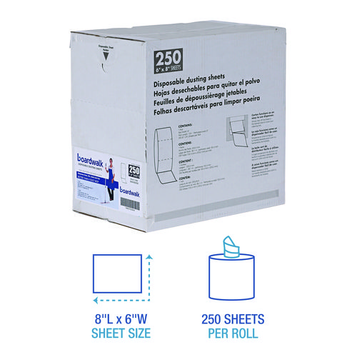 TrapEze Disposable Dusting Sheets, 8" x 125 ft, White, 250 Sheets/Roll,