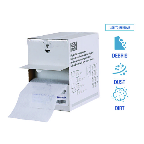 TrapEze Disposable Dusting Sheets, 8" x 125 ft, White, 250 Sheets/Roll,