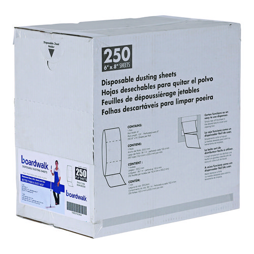 TrapEze Disposable Dusting Sheets, 8" x 125 ft, White, 250 Sheets/Roll,