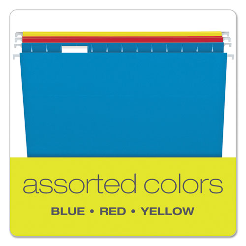 Colored Hanging Folders, Legal Size, 1/5-Cut Tabs, Assorted Colors, 25/Box