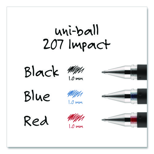 207 Impact Gel Stick Pen Refills, Bold 1 mm Conical Tip, Black Ink, 2/Pack
