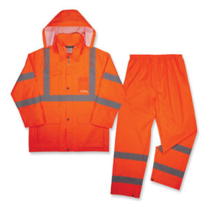 GloWear 8376K Lightweight HV Rain Suit, Medium, Orange