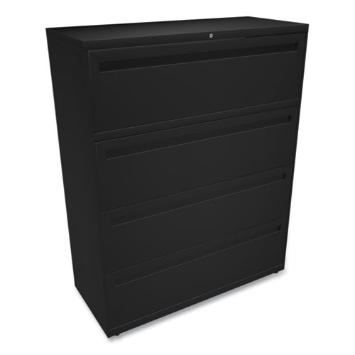 Brigade 700 Series Lateral File, 4 Legal/Letter-Size File Drawers, Black, 42" x 18" x 52.5"