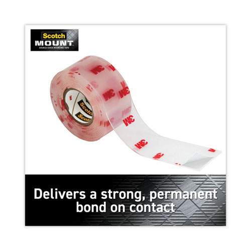 Permanent Clear Mounting Tape, Holds Up to 15 lbs, 1 x 60, Clear