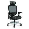 Minerva Ergonomic Mesh Swivel Task Chair, Supports Up to 275 lb, 17.24 to 20.98 Seat Height, Black Seat/Back, Silver Base