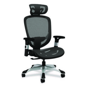 Minerva Ergonomic Mesh Swivel Task Chair, Supports Up to 275 lb, 17.24 to 20.98 Seat Height, Black Seat/Back, Silver Base
