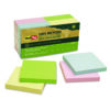 100% Recycled Self-Stick Notes, 3" x 3", Assorted Pastel Colors, 100 Sheets/Pad, 12 Pads/Pack