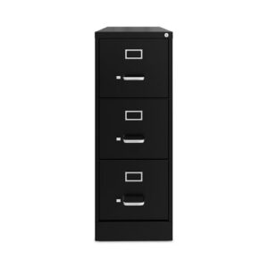 Three-Drawer Economy Vertical File, Letter-Size File Drawers, 15" x 22" x 40.19", Black