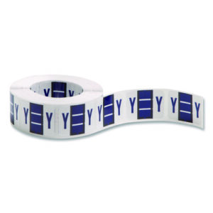A-Z Color-Coded End Tab Filing Labels, Y, 1 x 1.25, White, 500/Roll