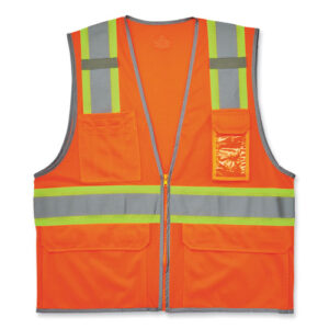 GloWear 8246Z-S Single Size Class 2 Two-Tone Mesh Vest, Polyester, 4X-Large, Orange
