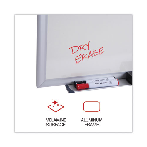 Deluxe Melamine Dry Erase Board, 24" x 18", White Surface, Satin Aluminum Frame