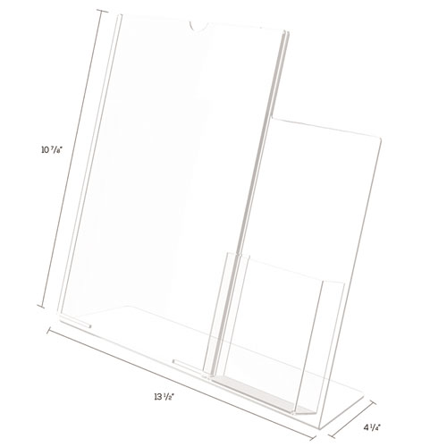 Superior Image Slanted Sign Holder with Side Pocket, 13.5w x 4.25d x 10.88h, Clear - Image 5