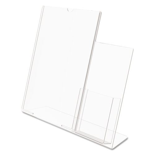 Superior Image Slanted Sign Holder with Side Pocket, 13.5w x 4.25d x 10.88h, Clear - Image 6