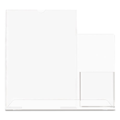 Superior Image Slanted Sign Holder with Side Pocket, 13.5w x 4.25d x 10.88h, Clear - Image 7