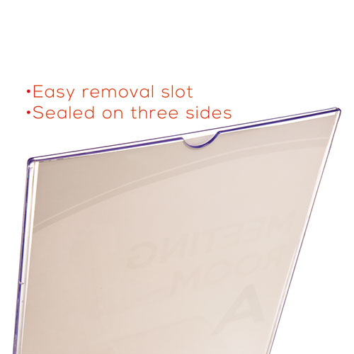 Superior Image Slanted Sign Holder with Side Pocket, 13.5w x 4.25d x 10.88h, Clear - Image 8