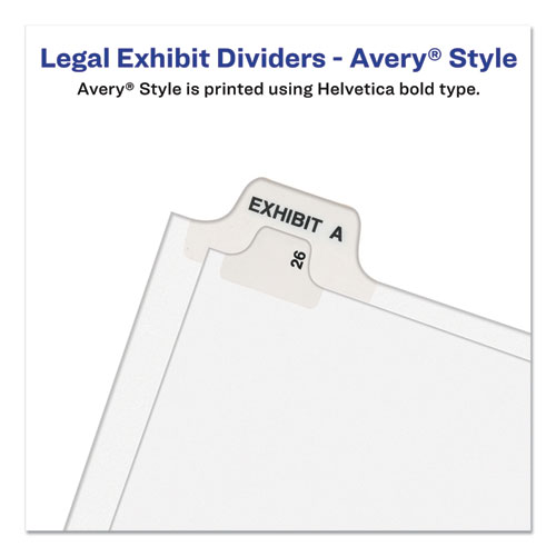 Preprinted Legal Exhibit Side Tab Index Dividers, Avery Style, 25-Tab, 76 to 100, 11 x 8.5, White, 1 Set, (1333)