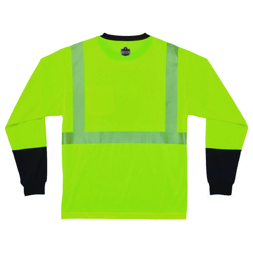 GloWear 8281BK Class 2 Long Sleeve Shirt with Black Bottom, X-Large Long, Lime