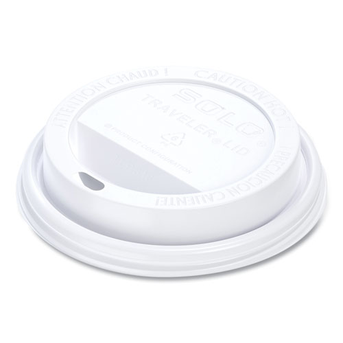 Traveler Cappuccino Style Dome Lid, Fits 10 oz to 24 oz Hot Cups, Plastic, White, 100/Pack, 10 Packs/Carton