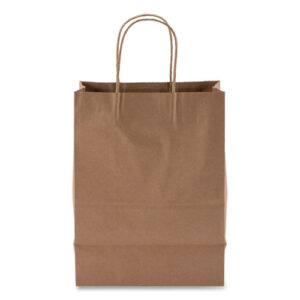 Kraft Paper Bags, Natural Twisted-Paper Handles, 8" x 5" x 11", Natural, 250/Carton