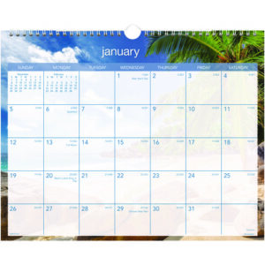 Tropical Escape Wall Calendar, Tropical Escape Photography, 15 x 12, Pale Blue/Multicolor Sheets, 12-Month (Jan to Dec): 2025