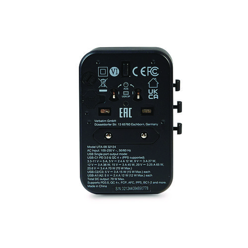 UTA-09 Gan III Universal Travel Adapter, (2) USB-A/(2) USB-C/USB-C with Power Delivery 3.0