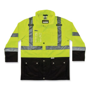 GloWear 8386 Class 3 Hi-Vis Outer Shell Jacket, Polyester, Large, Lime