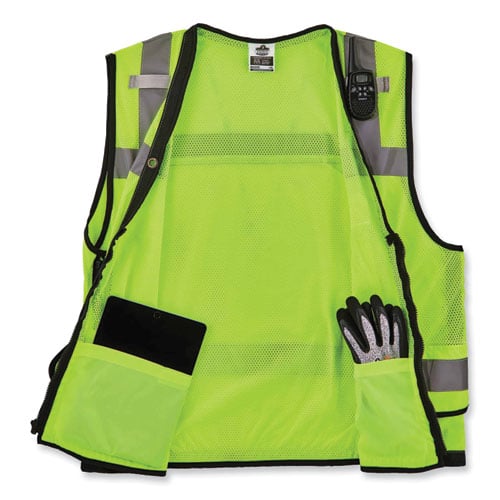 GloWear 8253HDZ Class 2 Heavy-Duty Mesh Surveyors Vest, Polyester, Large/X-Large, Lime