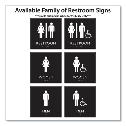 ADA Sign, Unisex Restroom, Plastic, 8 x 8, Clear/White