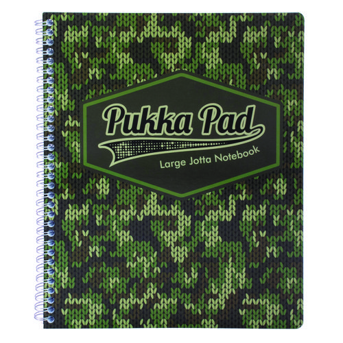 Letter Size Notebook, 1-Subject, Medium/College Rule, Green/Black Camo Knit Cover, (100) 11 x 8.5 Sheets, 3/Pack