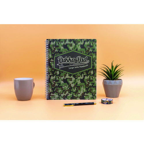 Letter Size Notebook, 1-Subject, Medium/College Rule, Green/Black Camo Knit Cover, (100) 11 x 8.5 Sheets, 3/Pack