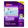 Matte Clear Easy Peel Mailing Labels w/ Sure Feed Technology, Laser Printers, 1.33 x 4, Clear, 14/Sheet, 50 Sheets/Box