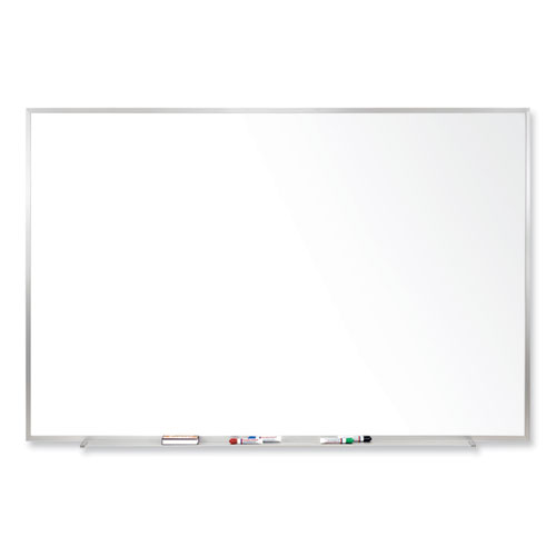 Magnetic Porcelain Whiteboard with Aluminum Frame, 48.5" x 36.5", White Surface, Satin Aluminum Frame