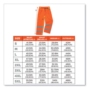 GloWear 8925 Class E Hi-Vis Thermal Pants, 3X-Large, Orange