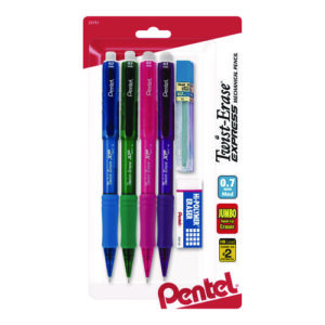 Twist Erase EXPRESS Mechanical Pencil, 0.7 mm, HB (#2), Black Lead, Assorted Color Barrels, 4/Pack