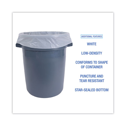 Low-Density Waste Can Liners, 60 gal, 0.5 mil, 38" x 58", White, Perforated Roll, 10 Bags/Roll, 10 Rolls/Carton - Image 4
