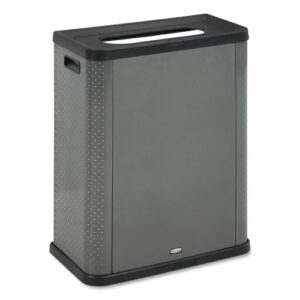 Elevate Decorative Refuse Container, Landfill, 23 gal, Plastic/Metal, Pearl Dark Gray