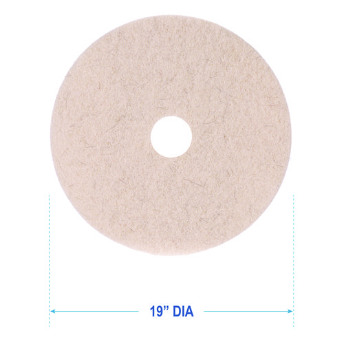 Natural Hog Hair Burnishing Floor Pads, 19" Diameter, Tan, 5/Carton