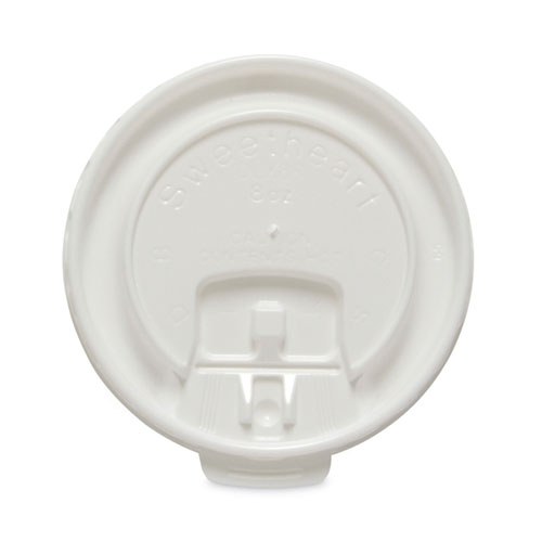 Lift Back and Lock Tab Cup Lids for Foam Cups, Fits 8 oz Hot Cups, Plastic, White, 100/Pack